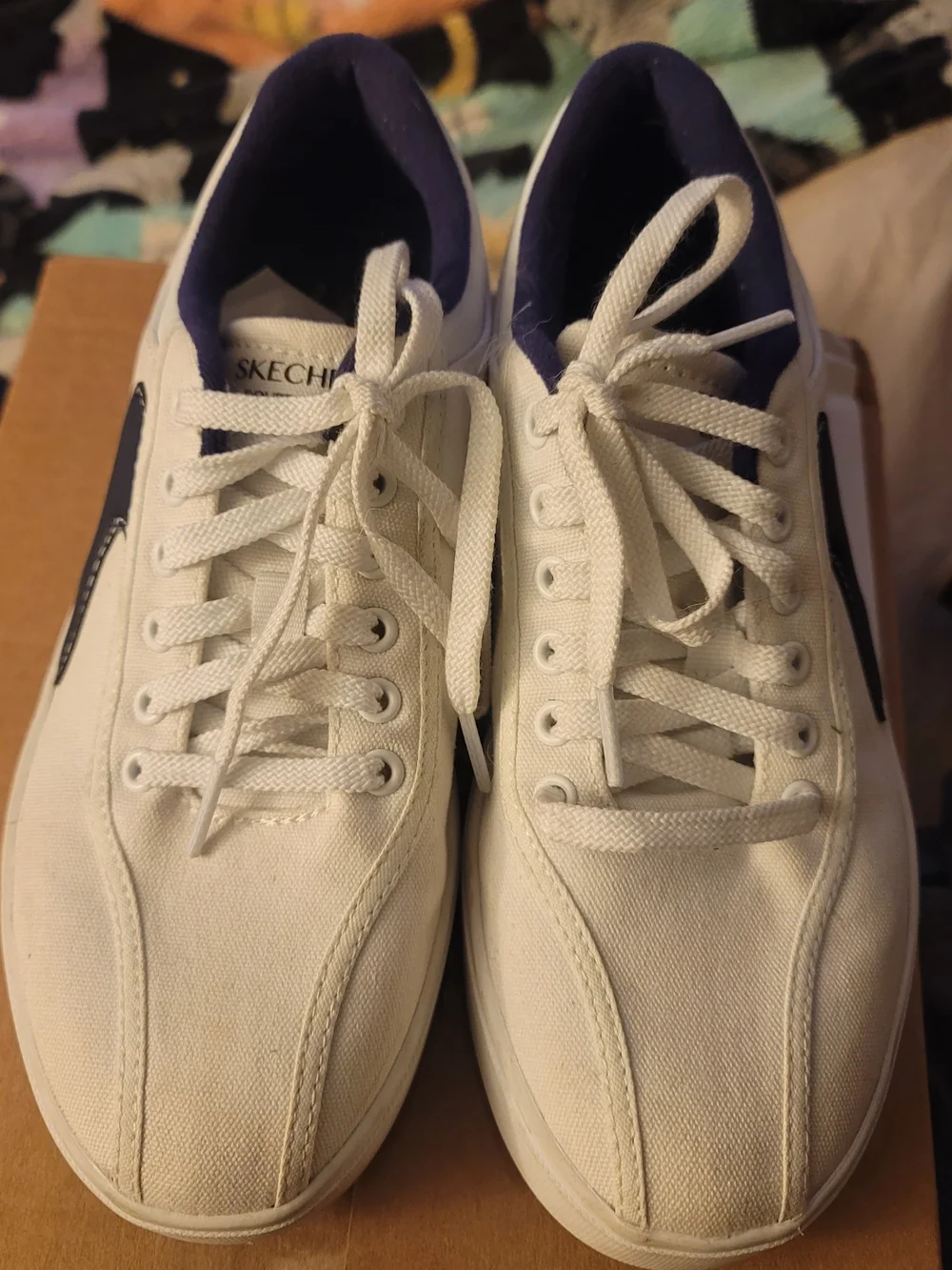 Skechers White and Navy Canvas Women's Sneakers